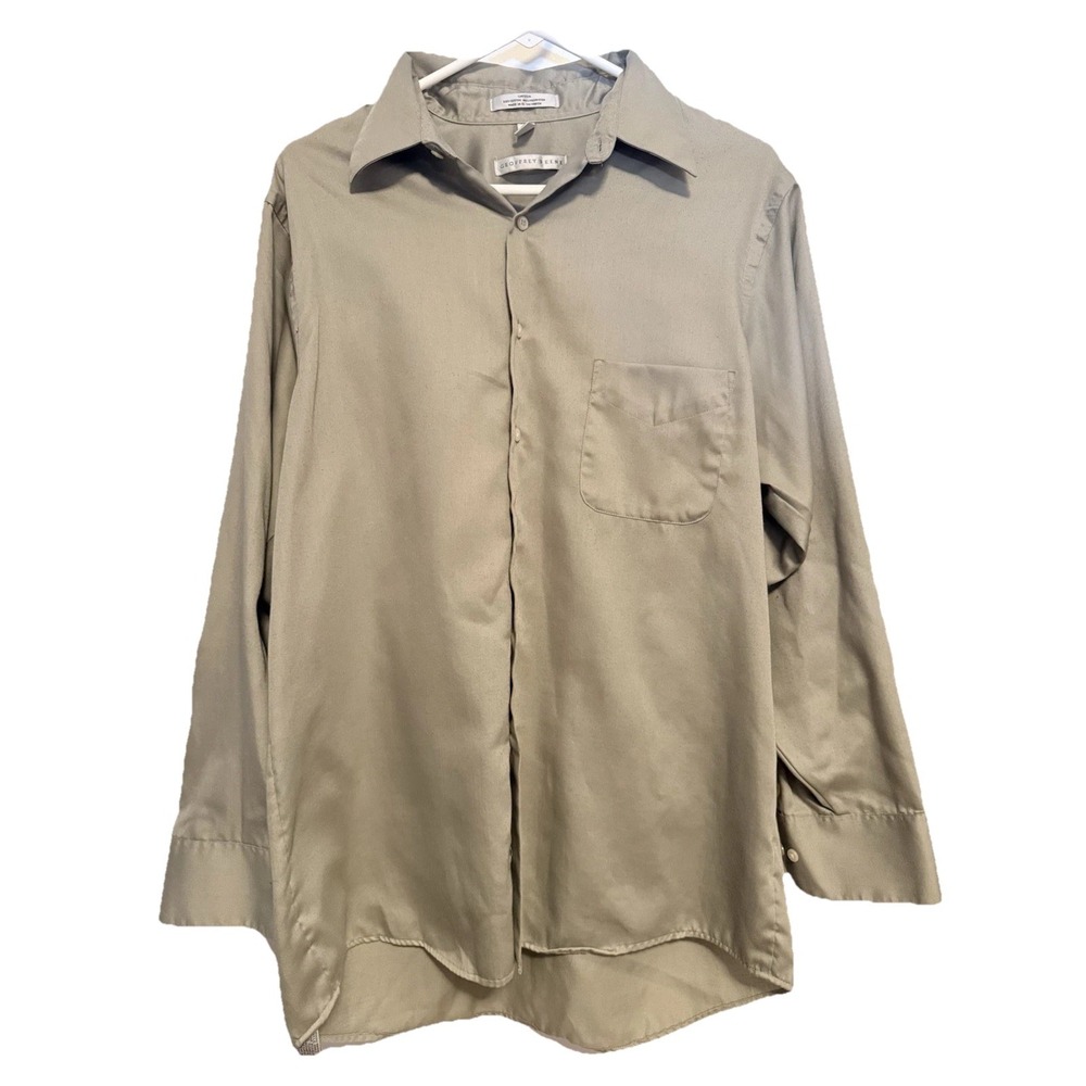 Geoffrey Beene Men's Long Sleeve Gray Sateen Button Down Shirt 16 32/33
